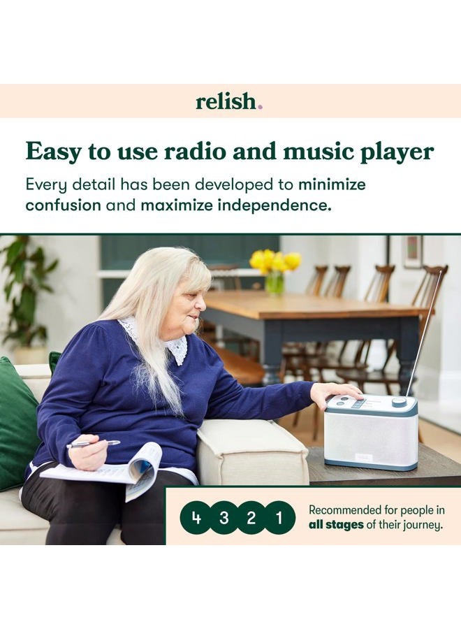 Relish راديو محمول بسيط DAB/DAB+/FM ومشغل موسيقى MP3 لكبار السن، المصابين بالخرف، الزهايمر أو ذوي الإعاقة البصرية – USB، أزرار كبيرة، تصميم بسيط، سهل الاستخدام - Image 2