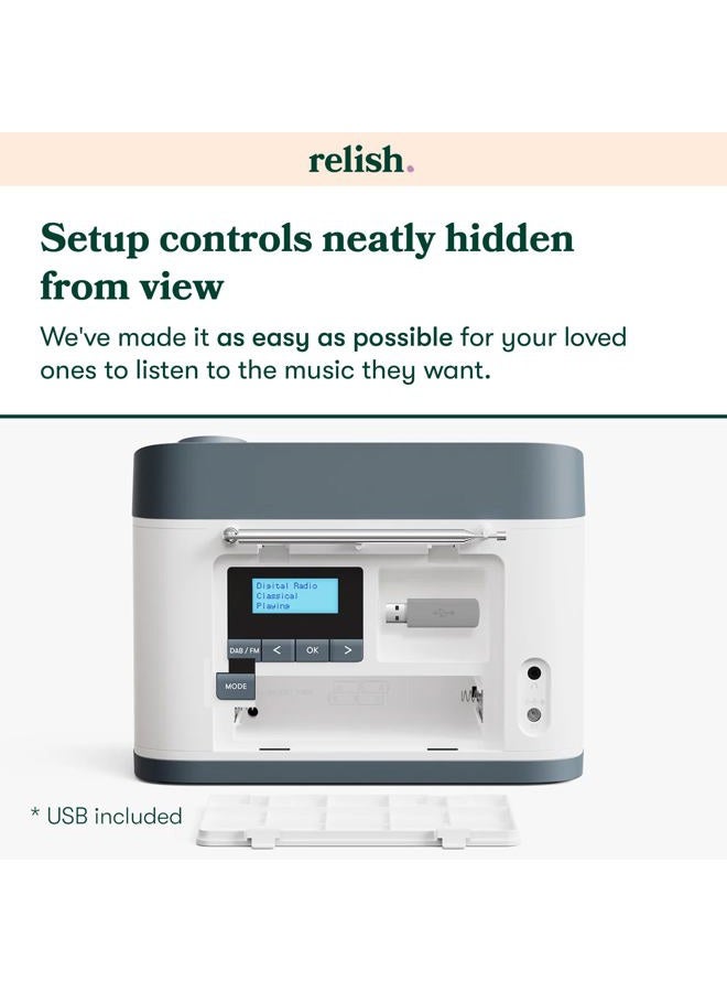 Relish راديو محمول بسيط DAB/DAB+/FM ومشغل موسيقى MP3 لكبار السن، المصابين بالخرف، الزهايمر أو ذوي الإعاقة البصرية – USB، أزرار كبيرة، تصميم بسيط، سهل الاستخدام - Image 4