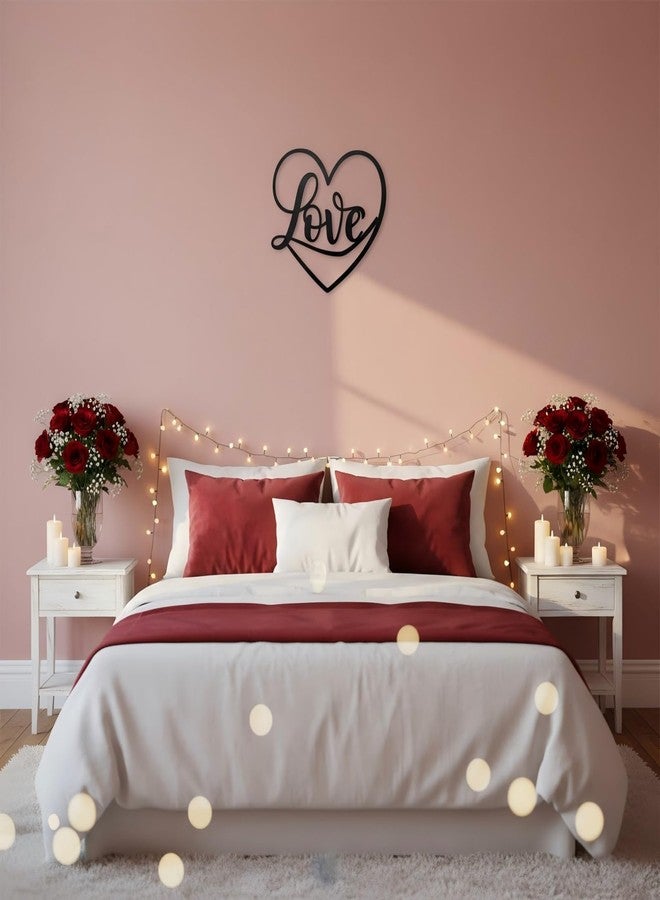 Aimto Metal Heart Love Wall Art Decor, Love Sign Wall Art for Bedroom, Living Room, Modern Wall Decor for Valentine's Day (Black) - Image 4