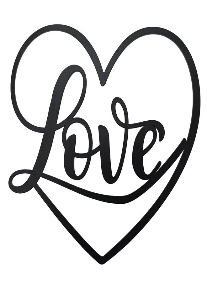 Aimto Metal Heart Love Wall Art Decor, Love Sign Wall Art for Bedroom, Living Room, Modern Wall Decor for Valentine's Day (Black) - Image 1
