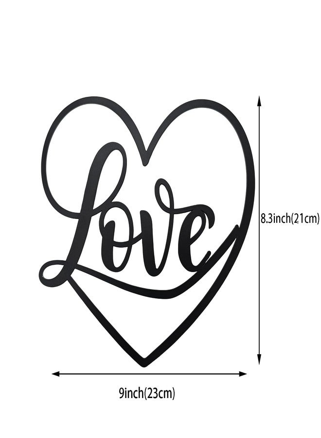 Aimto Metal Heart Love Wall Art Decor, Love Sign Wall Art for Bedroom, Living Room, Modern Wall Decor for Valentine's Day (Black) - Image 2