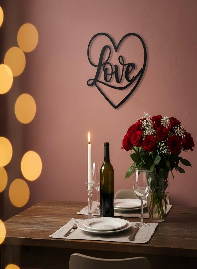 Aimto Metal Heart Love Wall Art Decor, Love Sign Wall Art for Bedroom, Living Room, Modern Wall Decor for Valentine's Day (Black) - Image 5