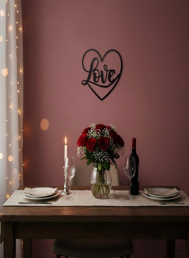 Aimto Metal Heart Love Wall Art Decor, Love Sign Wall Art for Bedroom, Living Room, Modern Wall Decor for Valentine's Day (Black) - Image 3
