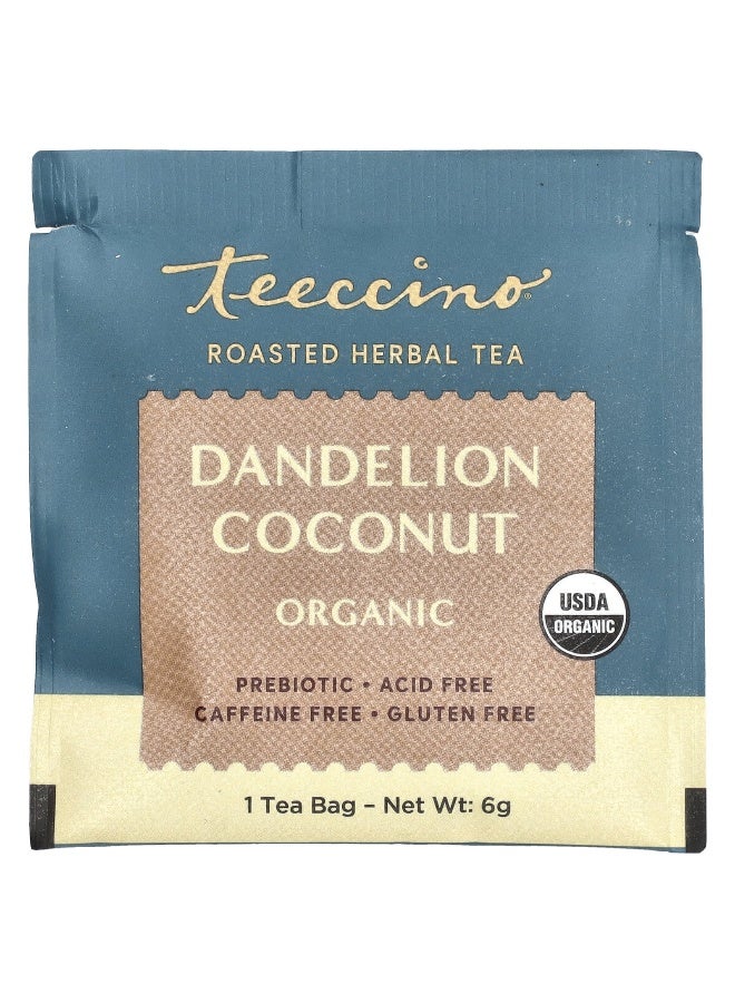 Teeccino, Roasted Herbal Tea, Dandelion Coconut, Caffeine Free, 25 Tea Bags, 5.3 oz (150 g)