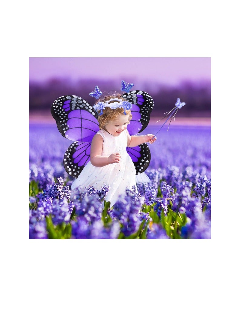 SYOSI Electric Fairy Wings for Girls 5Pcs Light-Up LED Wings Luminous Dress Wings Wand Headband Perfect for Dress-Up Parties Fun Magical - Image 3