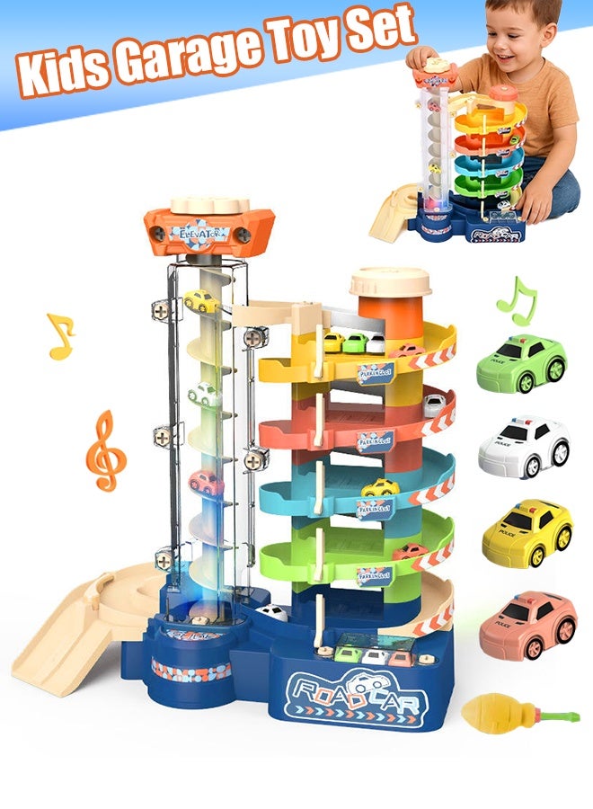 مجموعة مسارات السباق، مجموعات ألعاب مسارات السباق للأولاد والبنات، ألعاب مسارات كهربائية مع 5 سيارات ومفك براغي، مجموعة مسارات المرآب مع موسيقى وأضواء، مجموعة ألعاب المرآب للأطفال، ألعاب مسارات منحدر السيارات الإبداعية الممتعة، سيارة لعبة كهربائية للبناء، مجموعة ألعاب مسار بناء السيارات للأطفال من سن 3 سنوات فما فوق، ألعاب مواقف السيارات، هدايا عيد الميلاد، ألعاب الحفلات - Image 1