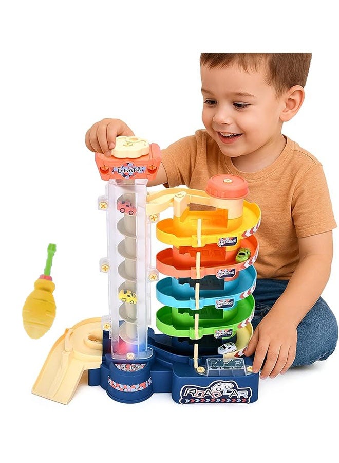 مجموعة مسارات السباق، مجموعات ألعاب مسارات السباق للأولاد والبنات، ألعاب مسارات كهربائية مع 5 سيارات ومفك براغي، مجموعة مسارات المرآب مع موسيقى وأضواء، مجموعة ألعاب المرآب للأطفال، ألعاب مسارات منحدر السيارات الإبداعية الممتعة، سيارة لعبة كهربائية للبناء، مجموعة ألعاب مسار بناء السيارات للأطفال من سن 3 سنوات فما فوق، ألعاب مواقف السيارات، هدايا عيد الميلاد، ألعاب الحفلات - Image 4