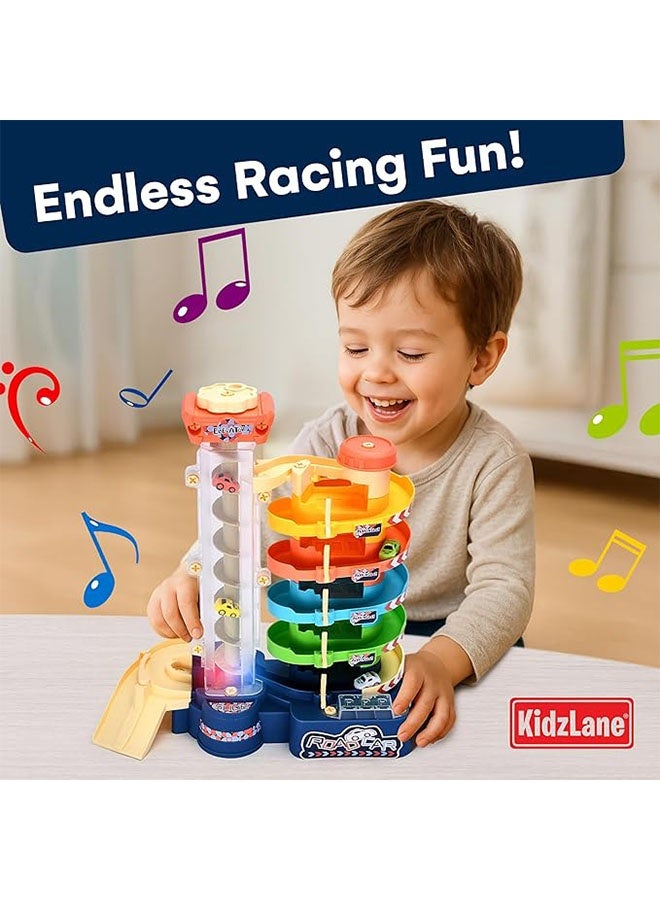 مجموعة مسارات السباق، مجموعات ألعاب مسارات السباق للأولاد والبنات، ألعاب مسارات كهربائية مع 5 سيارات ومفك براغي، مجموعة مسارات المرآب مع موسيقى وأضواء، مجموعة ألعاب المرآب للأطفال، ألعاب مسارات منحدر السيارات الإبداعية الممتعة، سيارة لعبة كهربائية للبناء، مجموعة ألعاب مسار بناء السيارات للأطفال من سن 3 سنوات فما فوق، ألعاب مواقف السيارات، هدايا عيد الميلاد، ألعاب الحفلات - Image 3