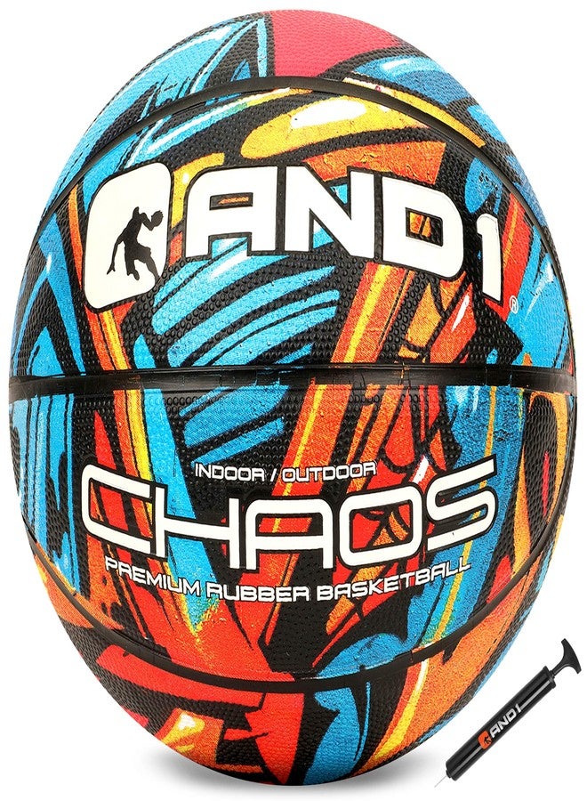 AND1 Chaos Basketball: Official Regulation Size 7 (29.5 inches) Rubber - Deep Channel Construction Streetball, Made for Indoor Outdoor Basketball Games - Image 1