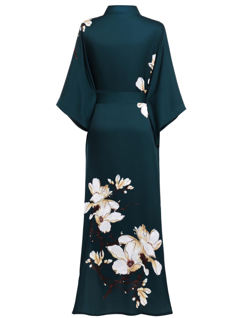 PRODESIGN Long Gradient Watercolor Satin Sleepwear Robe and Nightgown - Image 2