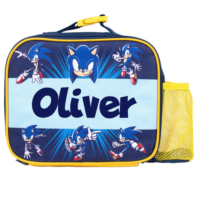Sonic The Hedgehog Personalised Kids Lunch Bag  Insulated School Lunch Bag for Children  Thermal Lunch Box for Boys  Blue