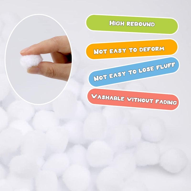 MORFEN 150 Pieces Pom Poms, 1 Inch White Craft Pom Poms, Fuzzy Pompom Puff Balls, Small Pom Pom Balls for DIY Arts Crafts Projects, Home Decorations - Image 3