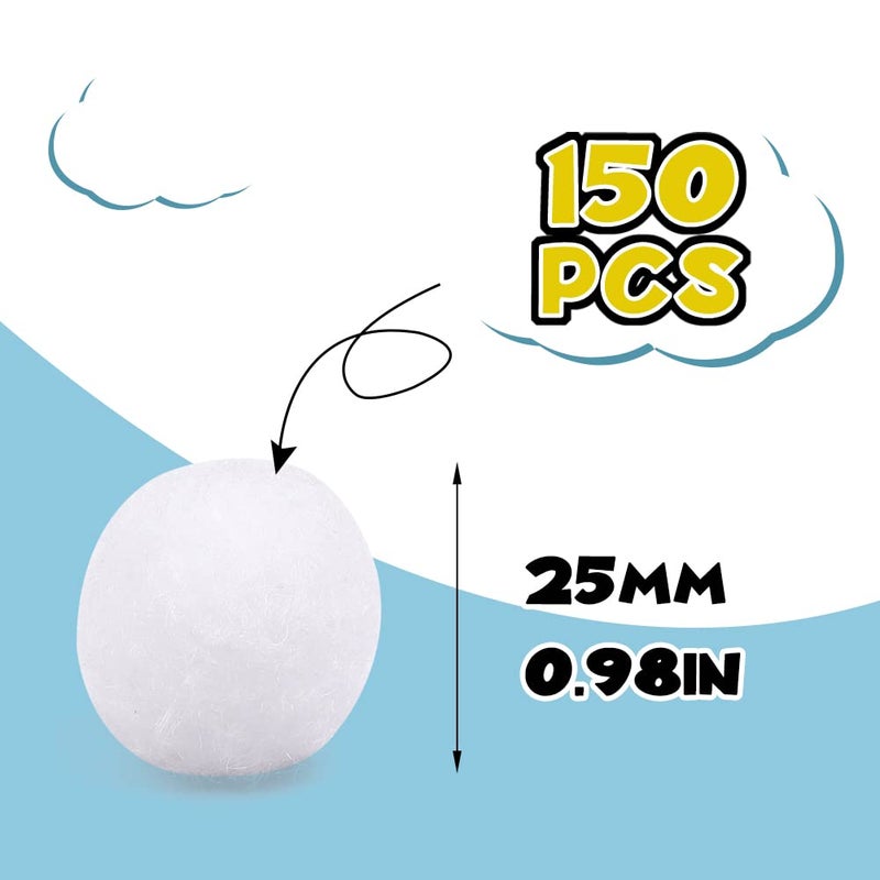 MORFEN 150 Pieces Pom Poms, 1 Inch White Craft Pom Poms, Fuzzy Pompom Puff Balls, Small Pom Pom Balls for DIY Arts Crafts Projects, Home Decorations - Image 2