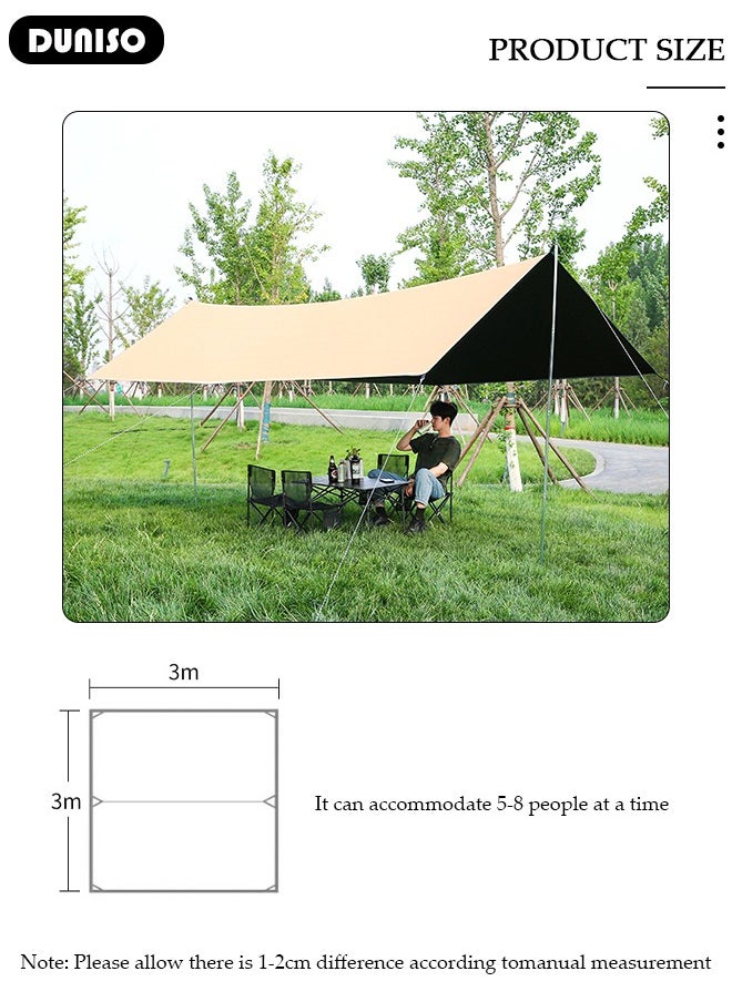 Camping Tarp with Pole, Portable Tarpaulin Anti-UV Shelter Sunblock Sun Shade Awning, Large Hammock Tent Tarp with Ground Nails and Windproof Ropes for Camping Hiking Traveling Outdoor Sports - pzsku/ZFCFC238A9B8384ADEE56Z/45/_/1738807824/2b5f0d2a-bed1-42f6-ba1b-7bd24bc39ca6