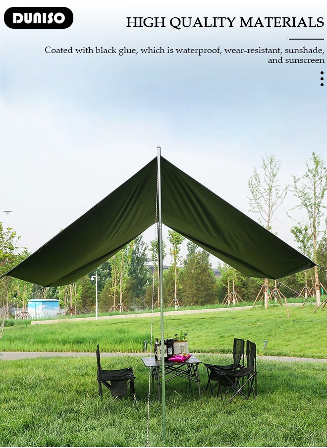 Camping Tarp with Pole, Portable Tarpaulin Anti-UV Shelter Sunblock Sun Shade Awning, Large Hammock Tent Tarp with Ground Nails and Windproof Ropes for Camping Hiking Traveling Outdoor Sports - pzsku/ZFCFC238A9B8384ADEE56Z/45/_/1740119927/6898d0d9-1187-4b1c-891a-c4abcf7f3bcb