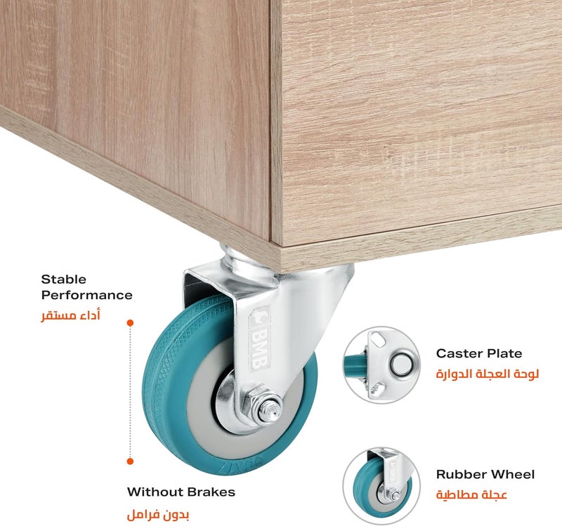 BMB Simple multifunctional build TOOLS 75mm Caster Wheels Set of 4 Heavy Duty, Swivel Casters Without Breaks Top Plate Fitting, Non Marking Grey Rubber Caster Wheels for Cart Furniture Industrial Use General purpose premium build - Image 3