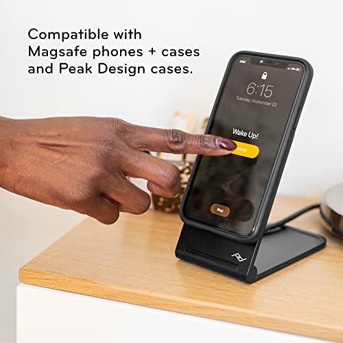 Peak Design Wireless Charging Stand, Black, Qi1 Charging, Grippy Silicone Base, Works with Peak Design Mobile Cases, MagSafe Compatible, for iPhone, Samsung and Google Pixel Phones - Image 3