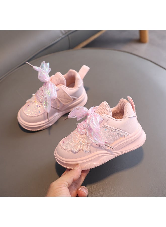 Girls Fashion Sneakers  Autum New Sequined Bow Fashionable Princess Casual Shoes Baby Sports Shoes