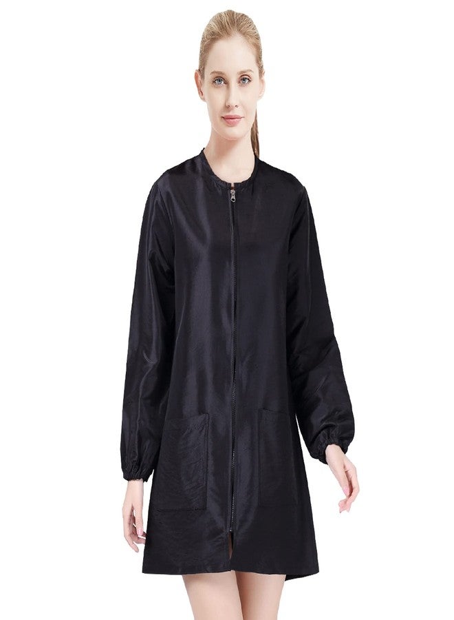 TopTie Satin Long Sleeve Smock Haircut Cape Jacket for Hair Grooming - Image 1