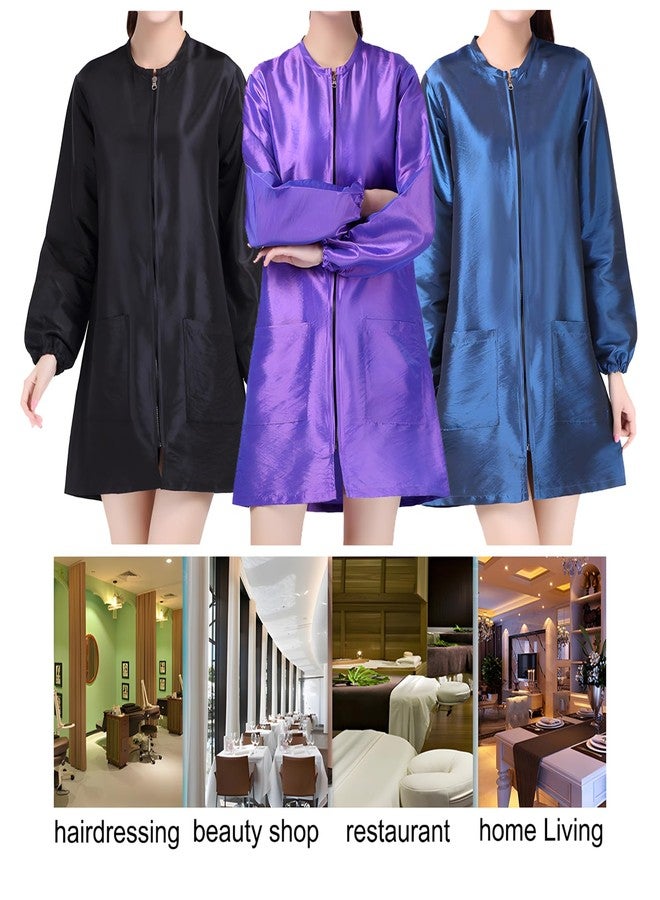 TopTie Satin Long Sleeve Smock Haircut Cape Jacket for Hair Grooming - Image 4