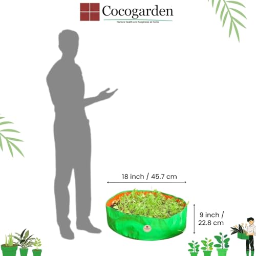 cocogarden HDPE UV Protected Green Round Shaped Grow Bags 18X9 inch (Pack of 4) | Plant Bags for Home Garden | Growing Bags for Terrace Flowers and Vegetables Gardening | Indoor and Balcony Gardening - Image 2
