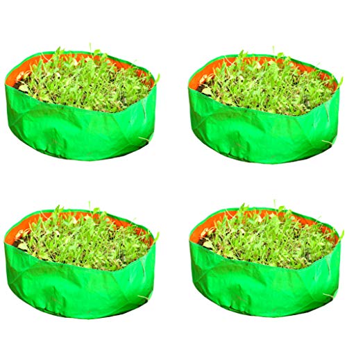 cocogarden HDPE UV Protected Green Round Shaped Grow Bags 18X9 inch (Pack of 4) | Plant Bags for Home Garden | Growing Bags for Terrace Flowers and Vegetables Gardening | Indoor and Balcony Gardening - Image 1