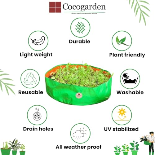 cocogarden HDPE UV Protected Green Round Shaped Grow Bags 18X9 inch (Pack of 4) | Plant Bags for Home Garden | Growing Bags for Terrace Flowers and Vegetables Gardening | Indoor and Balcony Gardening - Image 3