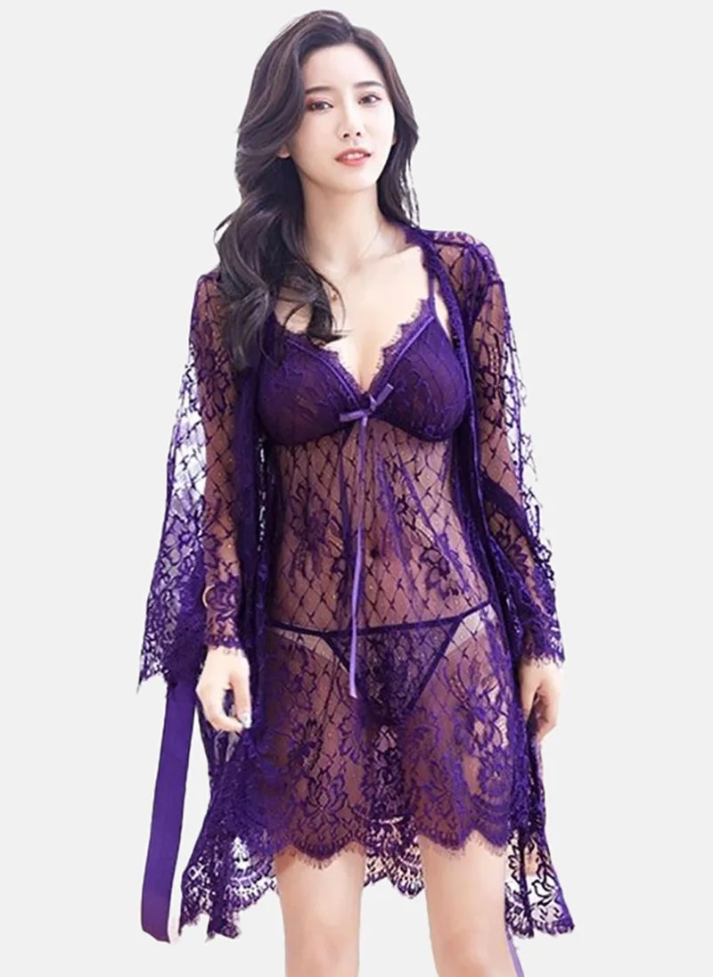 YUNIQEE Purple Solid Babydoll
