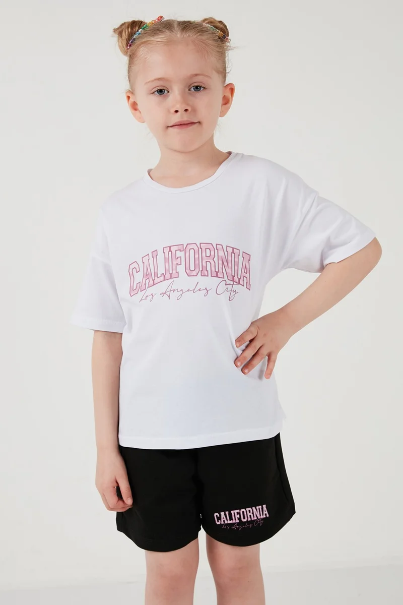 Lela Cotton Printed Crew Neck Top and Bottom Set with Shorts Girl's Set 6212004