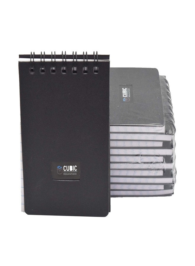 Cubic A7 Wiro Pocket Notebook - Pack of 10 (Black) | Spiral-Bound, Compact & Portable Notepad for Office, School, and Everyday Use - Image 1