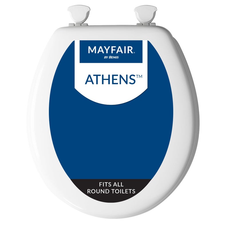 Mayfair Athens Toilet Seat Easy Clean Hinges and Durable Wood Seat Round White
