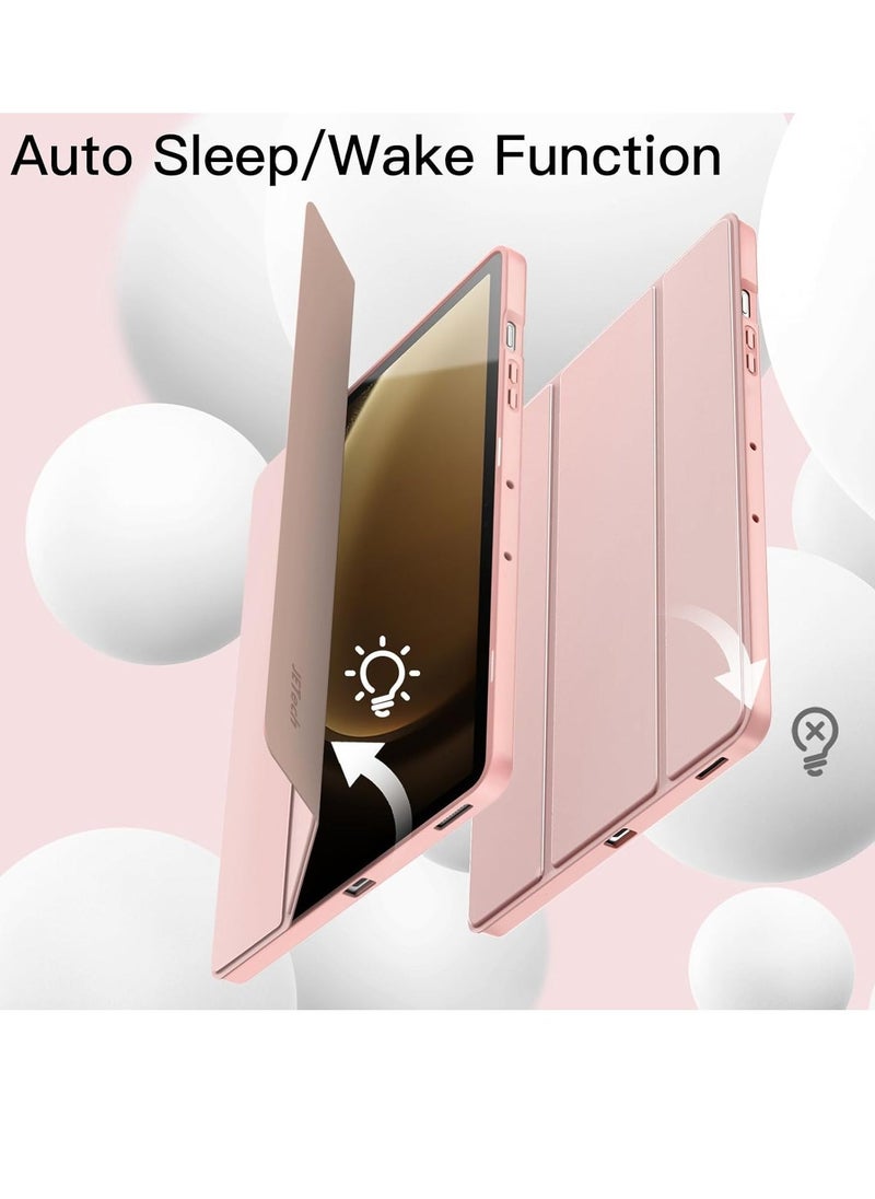 ELTRAZONE Case for Samsung Galaxy Tab S9 FE+ / S9 FE Plus 12.4-Inch – Soft TPU Tri-Fold Stand Protective Cover with S Pen Holder, S Pen Charging Support, Auto Wake/Sleep (Rose Gold) - Image 5