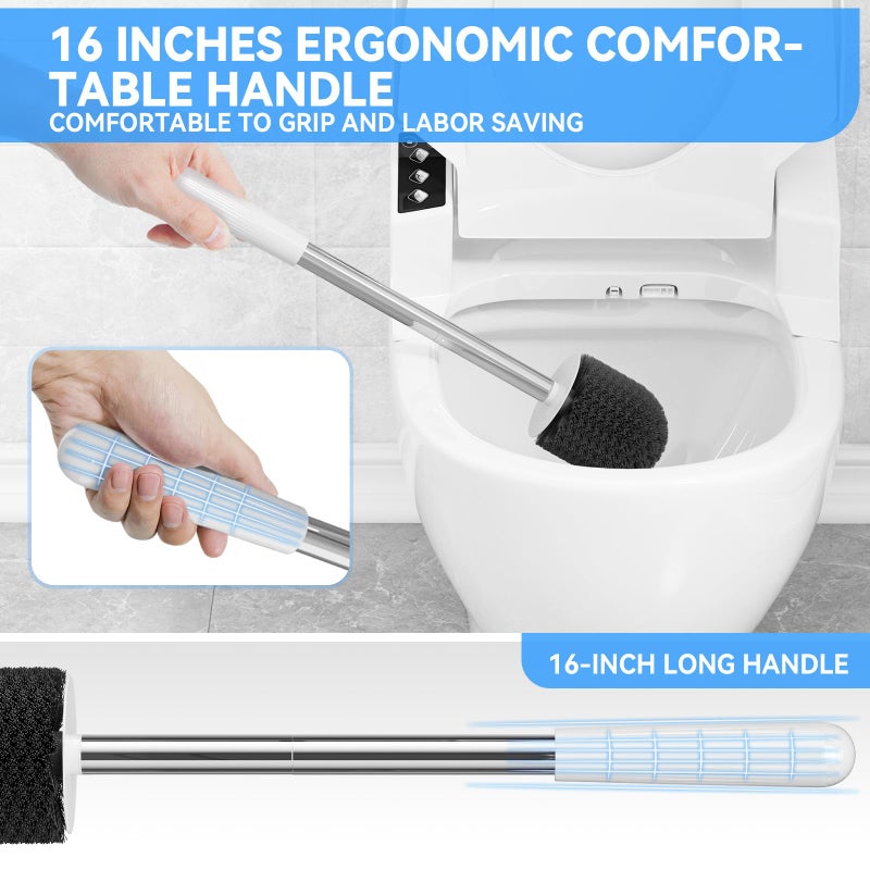 TRENTI Toilet Brush, Toilet Brush and Holder Set, Bristles Toilet Bowl Brush Head with Ventilated Holder, Wall Mounted Compact Toilet Brush Set for Bathroom Deep Cleaning (1, White) - Image 4