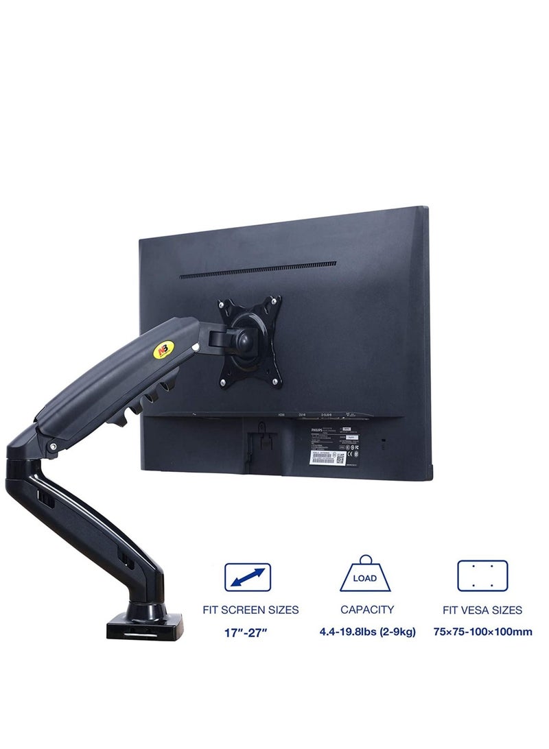 NB North Bayou Monitor Desk Mount Stand Full Motion Swivel Arm Gas Spring for 17in-30in Computer From 4.4lbs to 14.3lbs Black - Image 3