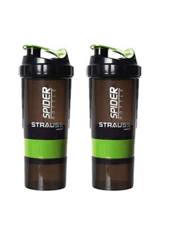 STRAUSS Spider Shaker Bottle 500 Ml, (Green), (Pack Of 2)  - Image 1