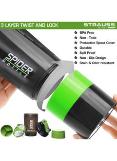 STRAUSS Spider Shaker Bottle 500 Ml, (Green), (Pack Of 2)  - Image 2