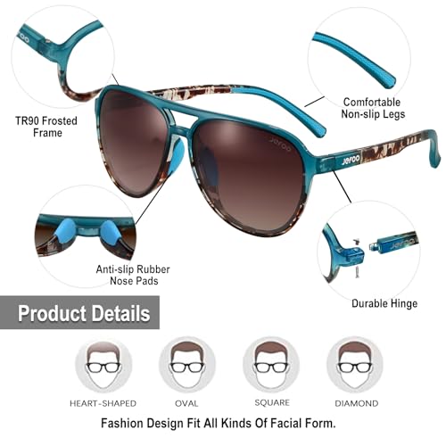 Jefoo Polarized Aviator Sunglasses for Women Men Retro Trendy Sports Sunglasses for Outdoor UV400 Protection - Image 5