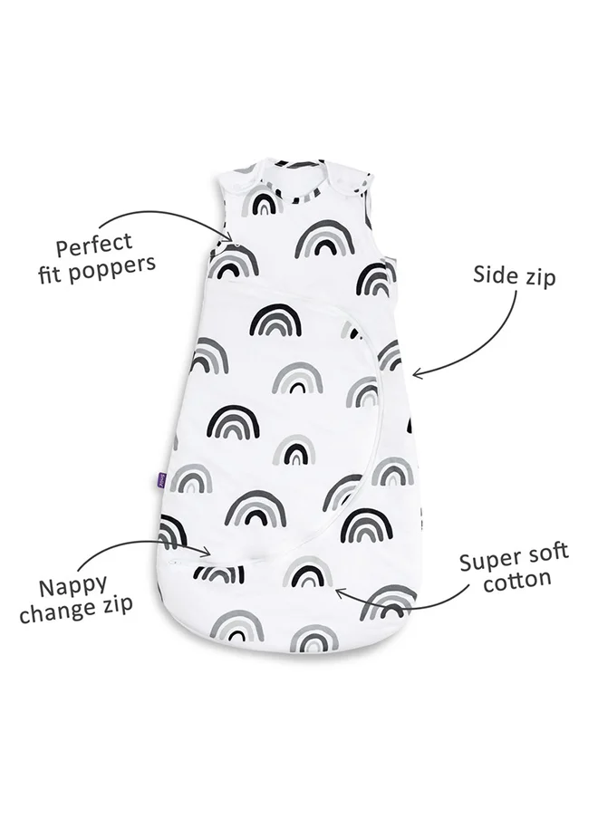 سنوز Pouch Sleeping Bag For Infant And Baby 2.5 Tog Clever Nappy Change Zip Material 100% Cotton For Temperatures Within 16 - 20 Celsius Suitable From 0 - 6Months Max.Length 68 Cm - Mono Rainbow