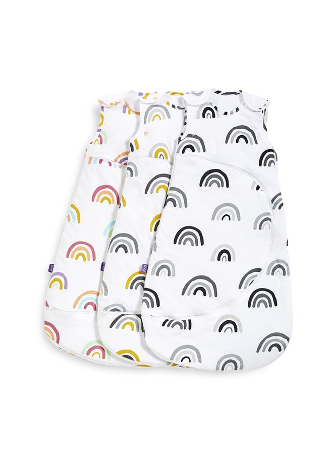 Snuz - Pouch Sleeping Bag For Infant And Baby 2.5 Tog Clever Nappy Change Zip Material 100% Cotton For Temperatures Within 16 - 20 Celsius Suitable From 0 - 6Months Max.Length 68 Cm - Mono Rainbow - Image 1