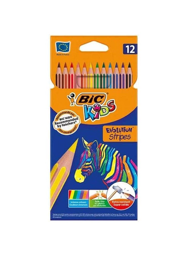 12-Piece Evolution Stripes Colouring Pencils Multicolour