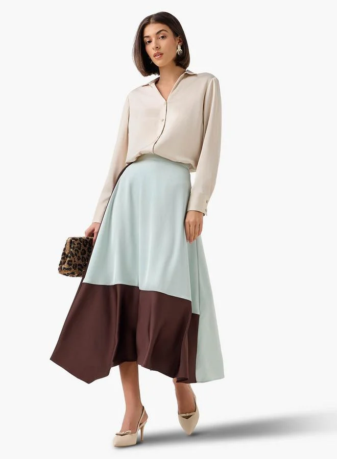 Splash FAV Midi Colourblock Flared A-line Skirt