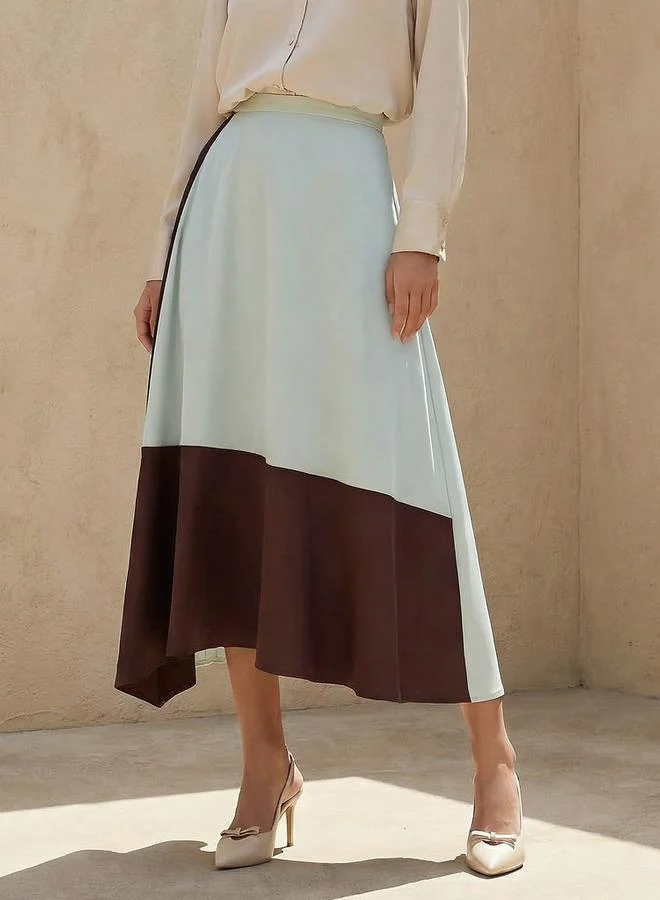 Splash FAV Midi Colourblock Flared A-line Skirt