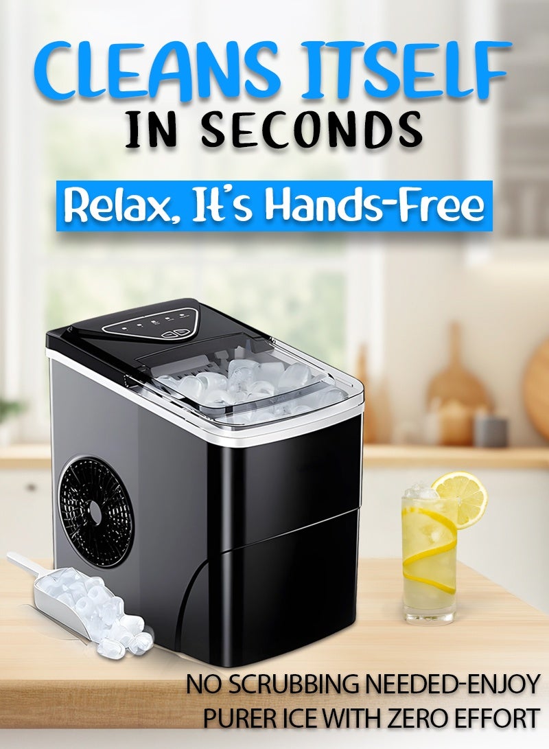 أيه بي جي ماكينة صنع الثلج للمنزل – إنتاج 20 كجم يوميًا، مكعبات ثلج سريعة خلال 6 دقائق، ماكينة ثلج محمولة وهادئة للاستخدام على سطح الطاولة مع سلة الثلج - Image 2