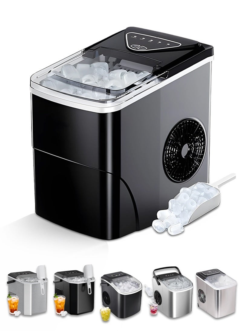 أيه بي جي ماكينة صنع الثلج للمنزل – إنتاج 20 كجم يوميًا، مكعبات ثلج سريعة خلال 6 دقائق، ماكينة ثلج محمولة وهادئة للاستخدام على سطح الطاولة مع سلة الثلج - Image 1