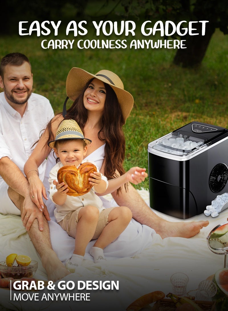 أيه بي جي ماكينة صنع الثلج للمنزل – إنتاج 20 كجم يوميًا، مكعبات ثلج سريعة خلال 6 دقائق، ماكينة ثلج محمولة وهادئة للاستخدام على سطح الطاولة مع سلة الثلج - Image 4