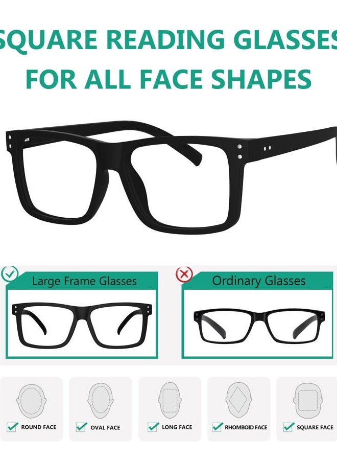 Eyekepper Oversized Reading Glasses Square Large Frame Readers for Men and Women - Black +2.50 - Image 4