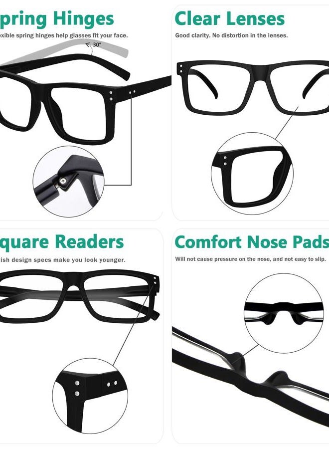 Eyekepper Oversized Reading Glasses Square Large Frame Readers for Men and Women - Black +2.50 - Image 5
