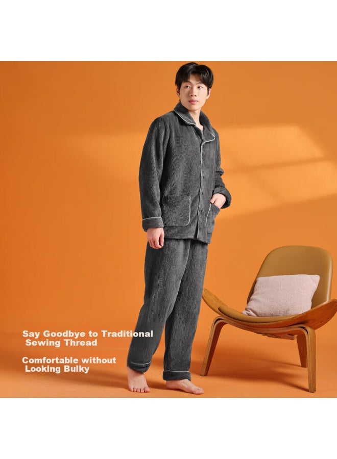 Your Sun Yi Er Shuang 24 Autumn And Winter New Product Men's Home Wear Set With Added Fleece And Thickened Style Can Be Worn As Outerwear Pajamas - Image 3