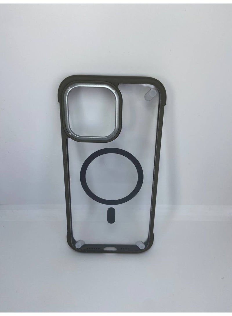 Magnetic Case for iPhone 15 Pro max with Side Bumper, Compatible with Wireless Charging Cover, Clear TPU Bumper Slim Shockproof Protective Case for iPhone 15 Pro Max (Titanium Gray) - Image 1