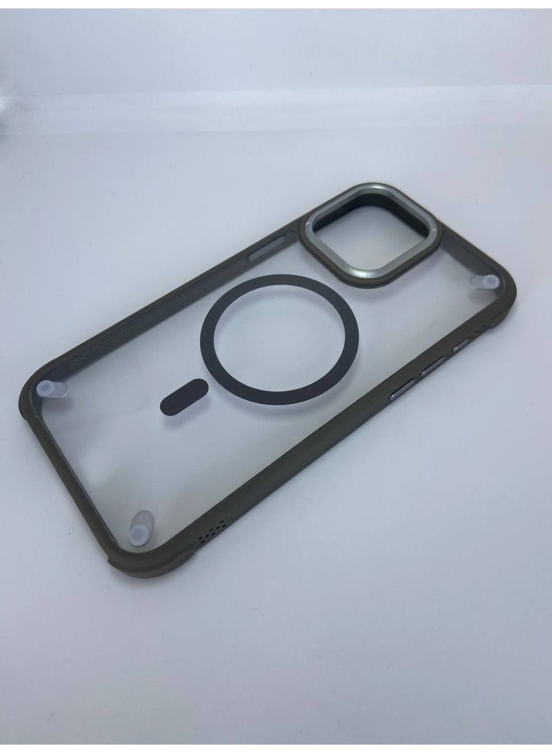 Magnetic Case for iPhone 15 Pro max with Side Bumper, Compatible with Wireless Charging Cover, Clear TPU Bumper Slim Shockproof Protective Case for iPhone 15 Pro Max (Titanium Gray) - Image 2